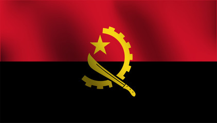 Flag of Angola with a little Waving, Shading & Flag Colors separated layers - Vector Illustration