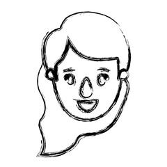 blurred silhouette caricature front view face woman with wavy side hairv vector illustration