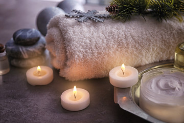 Spa treatment with Christmas decorations