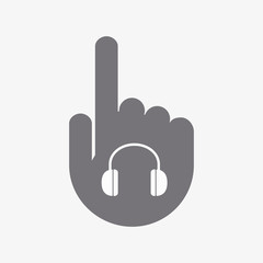 Isolated pointing hand with a earphones