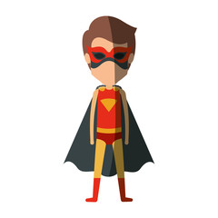 colorful silhouette with standing faceless guy superhero and shading vector illustration