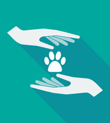 Long shadow hands with an animal footprint