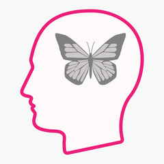 Isolated  head with a butterfly