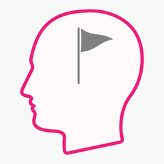 Isolated  head with a golf flag