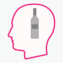 Isolated  head with a bottle of wine