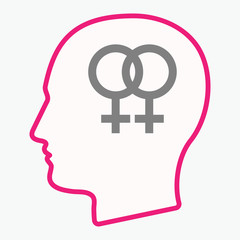 Isolated  head with a lesbian sign