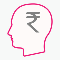 Isolated  head with a rupee sign