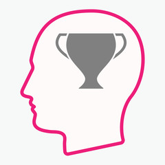 Isolated  head with a cup