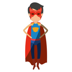 colorful silhouette with faceless superhero young flying with hands in your waist and shading vector illustration