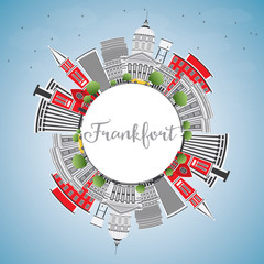 Frankfort Skyline with Gray Buildings, Blue Sky and Copy Space.