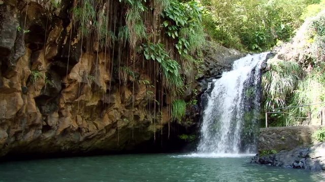 Pretty wide shot of Annandale falls in Grenada