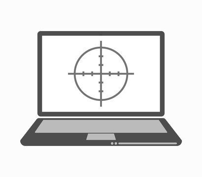 recommend clip art: Isolated line art laptop with a crosshair