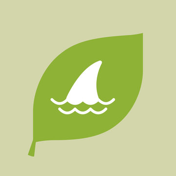 Vector green leaf icon with a shark fin