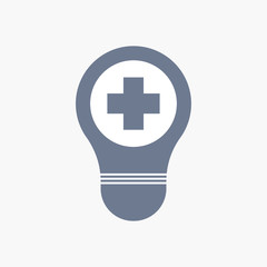 Isolated light bulb icon with a round pharmacy sign