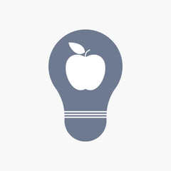 Isolated light bulb icon with an apple