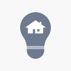 Isolated light bulb icon with a house