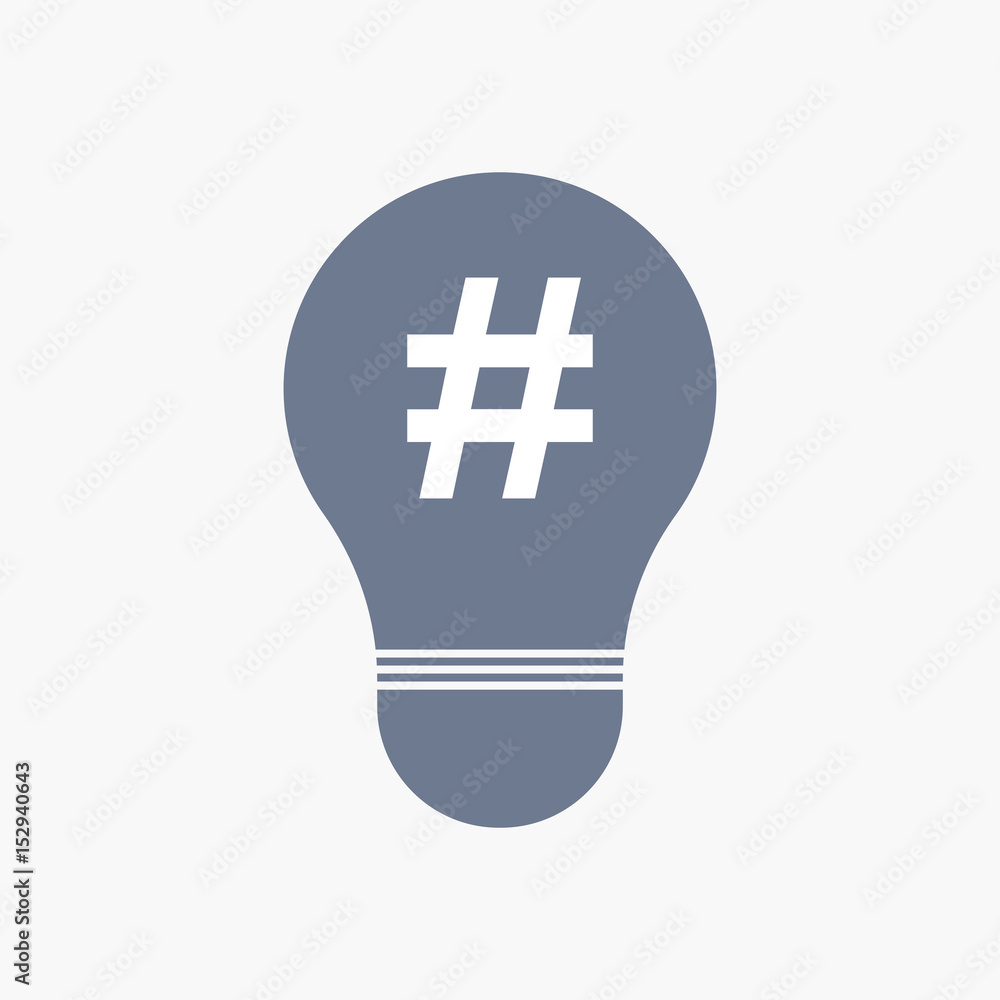 Poster isolated light bulb icon with a hash tag