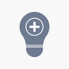 Isolated light bulb icon with a sum sign