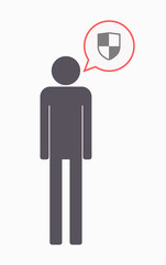 Isolated male pictogram with a shield