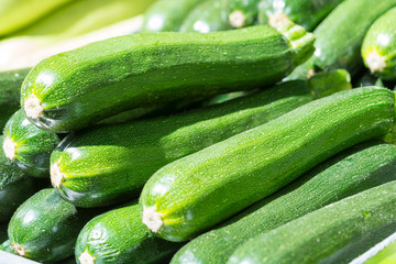 Closeup of Courgettes at a Market