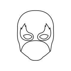 monochrome contour of faceless man superhero and middle mask and shape of flame around the eyes vector illustration
