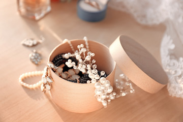 Collection of bijouterie in jewelry box