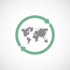 Isolated reuse icon with a world map