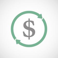 Isolated reuse icon with a dollar sign