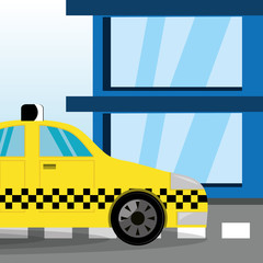 taxi car transportation offering a service, vector illustration