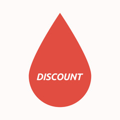 Isolated blood drop with    the text DISCOUNT