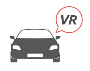 Isolated car with    the virtual reality acronym VR