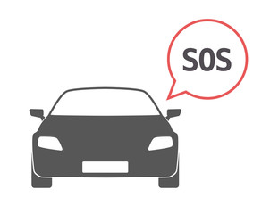 Isolated car with    the text SOS