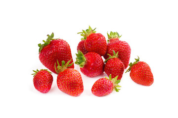 Organic fresh strawberries fruit isolate on white background
