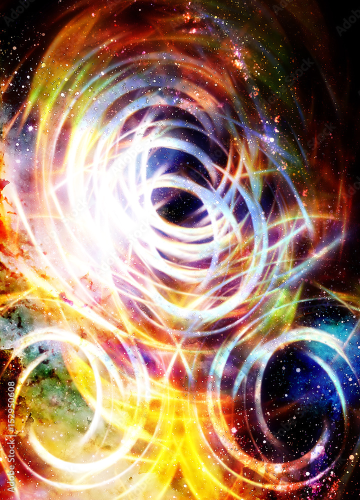 Poster Cosmic space and stars with light circle.