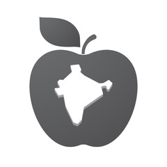 Isolated apple fruit with  a map of India