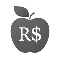 Isolated apple fruit with a brazillian real currency sign