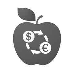 Isolated apple fruit with a dollar euro exchange sign