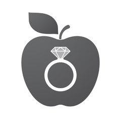Isolated apple fruit with an engagement ring