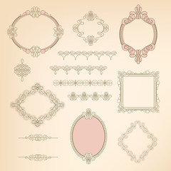 Set collection of calligraphic elements, frames, signs