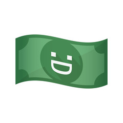 Isolated bank note with a laughing text face