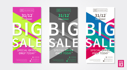 Vector colorful promotion banner Big Sale. Business offer vertical flyer template.