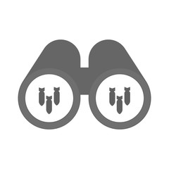 Isolated binoculars with three bombs falling