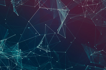 Polygonal space low poly background with triangles