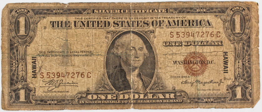 Wrinkled US Silver Dollar Brown Note