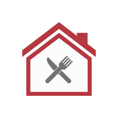 Isolated house with a knife and a fork