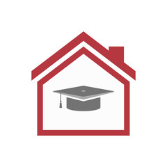 Isolated house with a graduation cap