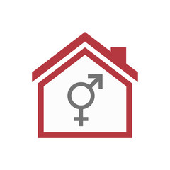Isolated house with a bigender symbol