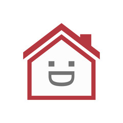 Isolated house with a laughing text face