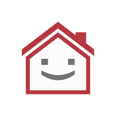 Isolated house with a smile text face