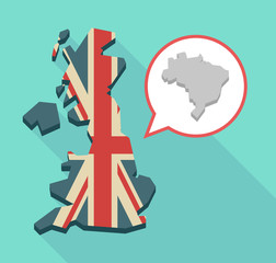 Long shadow UK map with  a map of Brazil